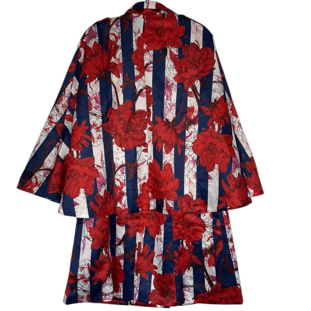 New N By Nancy Red & Blue Mixed Print Cape Jacket Dress X X Large $165 - Picture 8 of 12